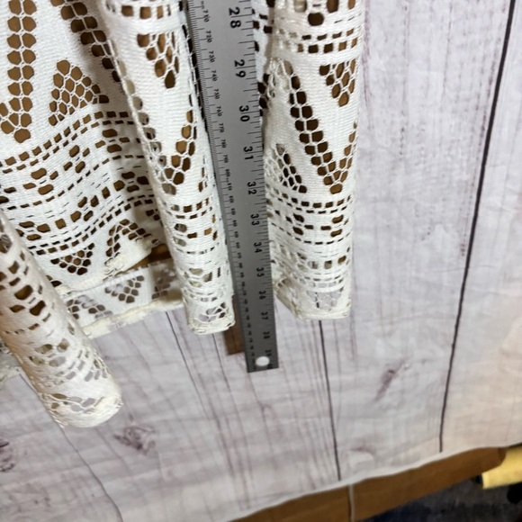 Judith March Crochet Cream and Brown Short Sleeve Bohemian Mini Dress Med NWOT - Picture 4 of 6